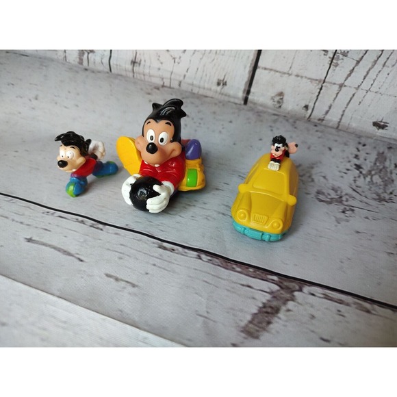 Goof Troop Goofy Movie Bowler Car Action Figure Toys 1992 Burger King Lot Of 3 - Picture 1 of 9